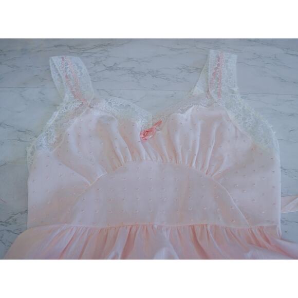 VTG Miss Siren Polka Dot Embroidery Slip Babydoll Dress 36 Fairy Coquette Nighty - Picture 2 of 16